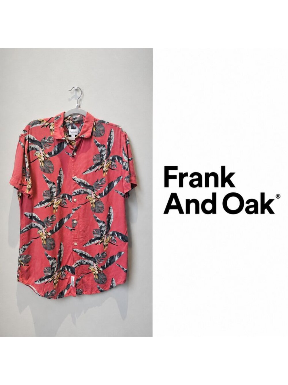 FRANK & OAK Tropical Print Short Sleeve Shirt S